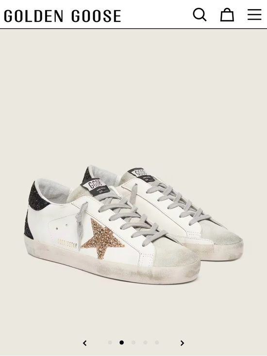 Golden Goose Shoes - Golden Goose White Leather Sneakers with Gold Glitter Star and Black Heel